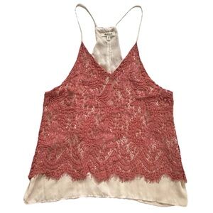 Rust Colored Lace Overlay Nude Racerback Cami Top Size Medium “Bleuh Ciel” Brand